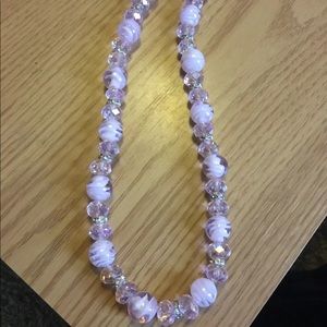 Light Pink Rhinestone Ball Fashion Necklace